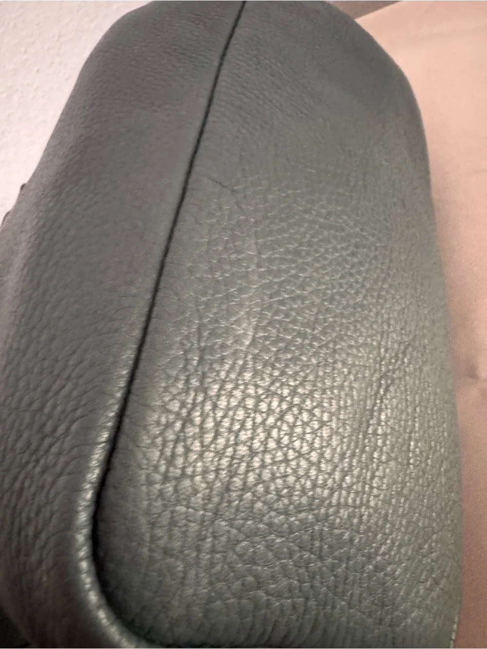 Pebbled Leather Hobo Shoulder Bag in gray (dark)  with Brown Strap